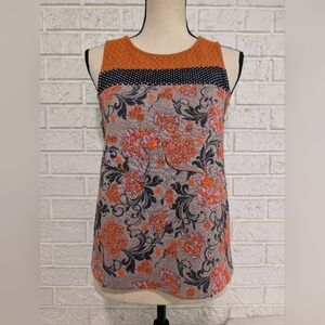 Anthropologie Meadow Rue Poppy Jacquard Floral Polka Dot Sleeveless Tank Top S